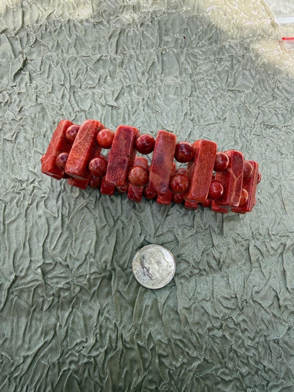 Red coral Beaded Stretch Bracelet